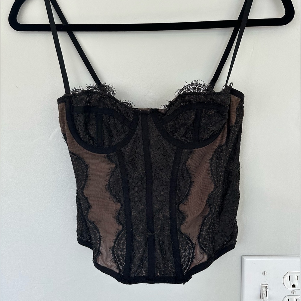 Urban Outfitters Black Lace Corset Top